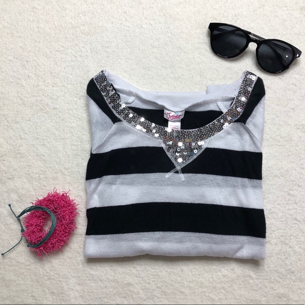 Justice Size 12 Stripy Sequin Blouse